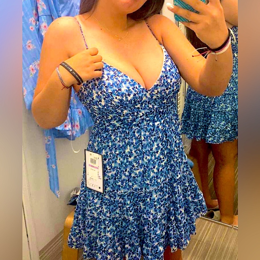 Blue and white floral dress
